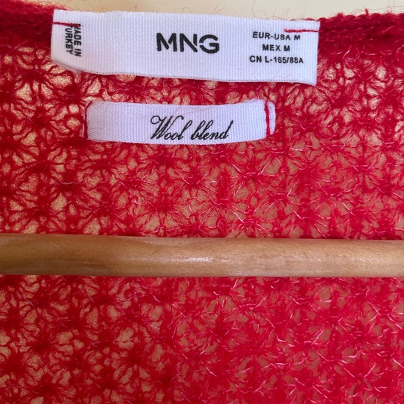 Red wool blend sweater, sheer knit - Picture 2 of 4